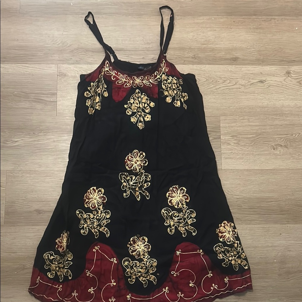 Mlle Gabrielle Black and Red Midi Dress